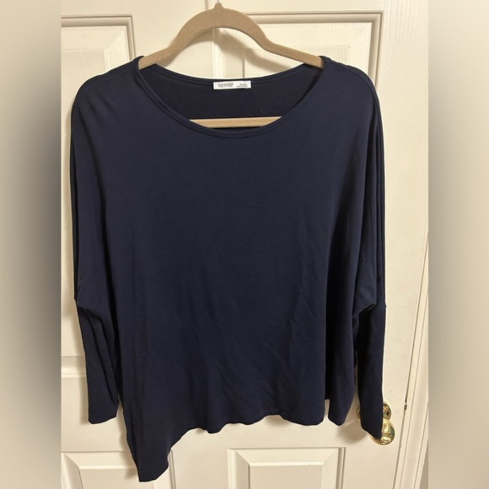 ZARA Women's Medium Navy Dolman Asymmetrical Long Sleeve